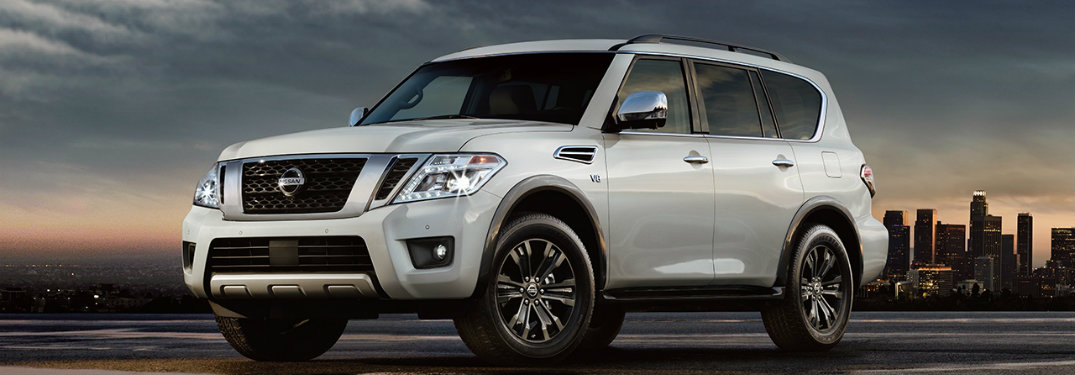 2018 nissan armada full view parked by city skyline