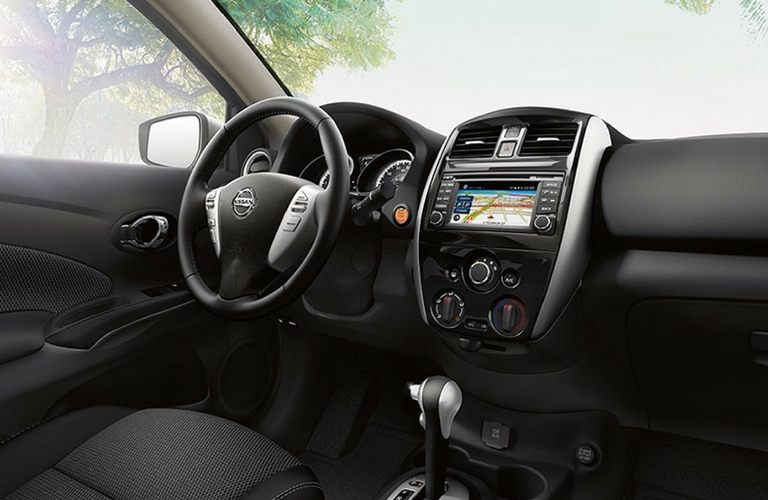2018 Nissan Versa steering wheel and dash.