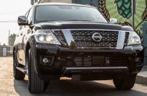 front view of black nissan armada