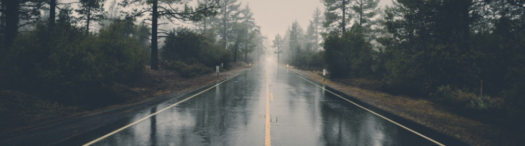 A road in the rain