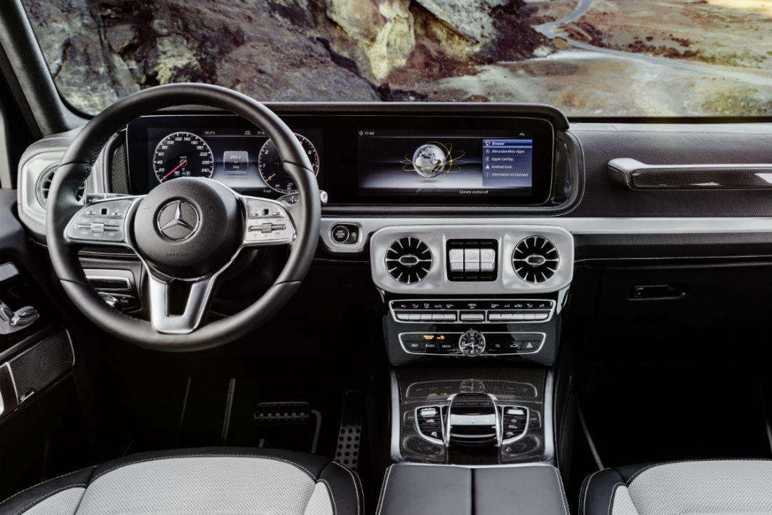 Driver's cockpit of the 2019 Mercedes-Benz G-Class