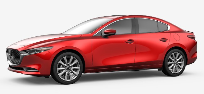 2020 Mazda 3 sedan in Soul Red Crystal Metallic