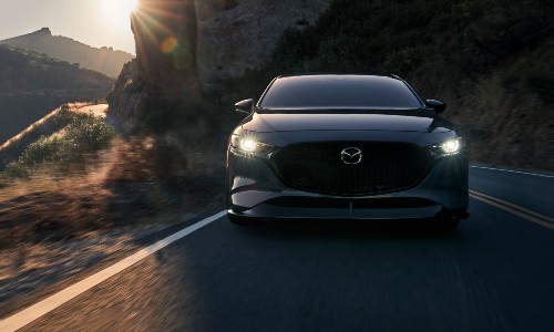 Front view of grey 2021 Mazda3