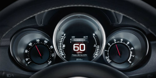 Isolated shot of Digital Instrument cluster inside 2017 Fiat 500x
