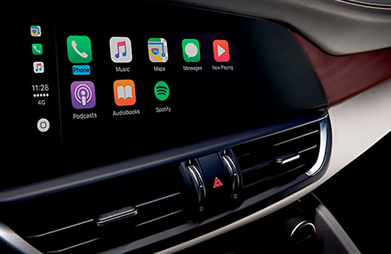close up of touchscreen display in 2018 Alfa Romeo Giulia