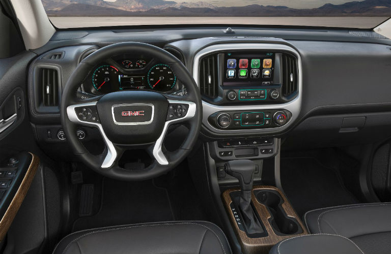 2018 GMC Canyon Denali interior dashboard and steering wheel