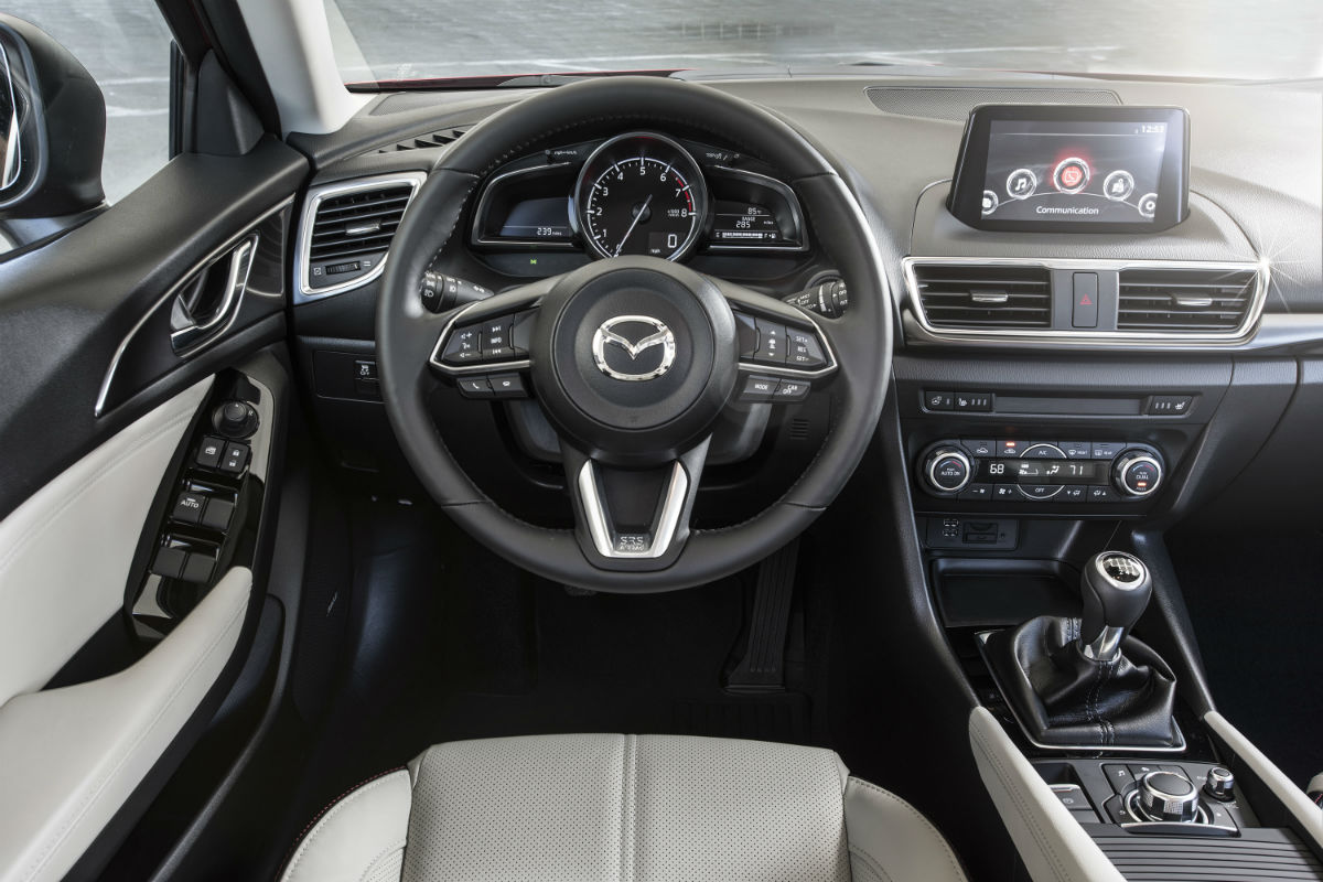 Driver's cockpit of the 2018 Mazda3