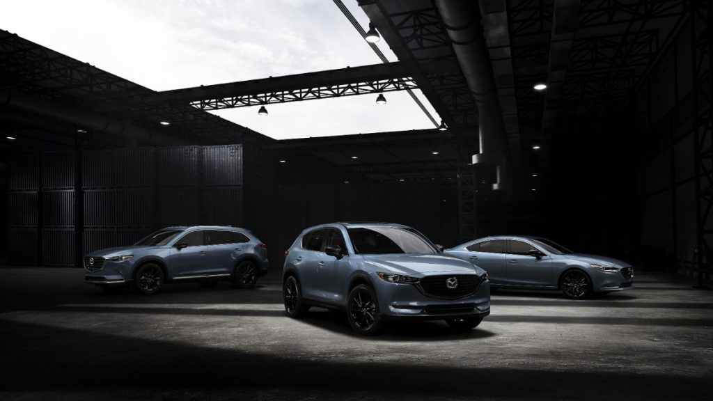 three 2021 Mazda Carbon Edition models