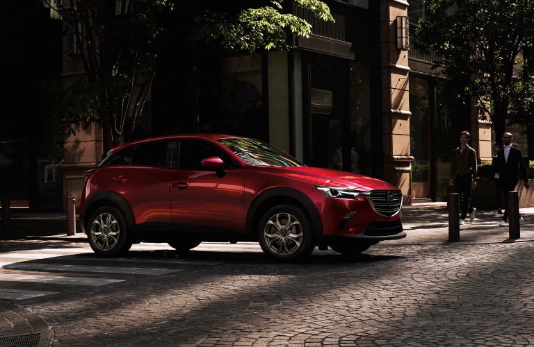 2021 Mazda CX-3 red side view in shadow