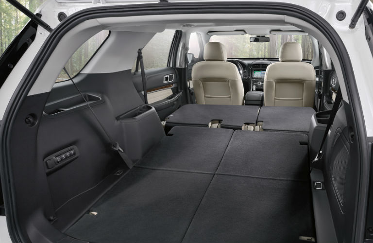 Interior view of 2018 Ford Explorer with all seats folded down