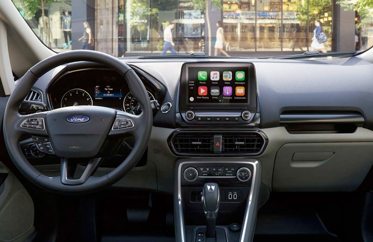Steering wheel and centre touchscreen of 2018 Ford EcoSport
